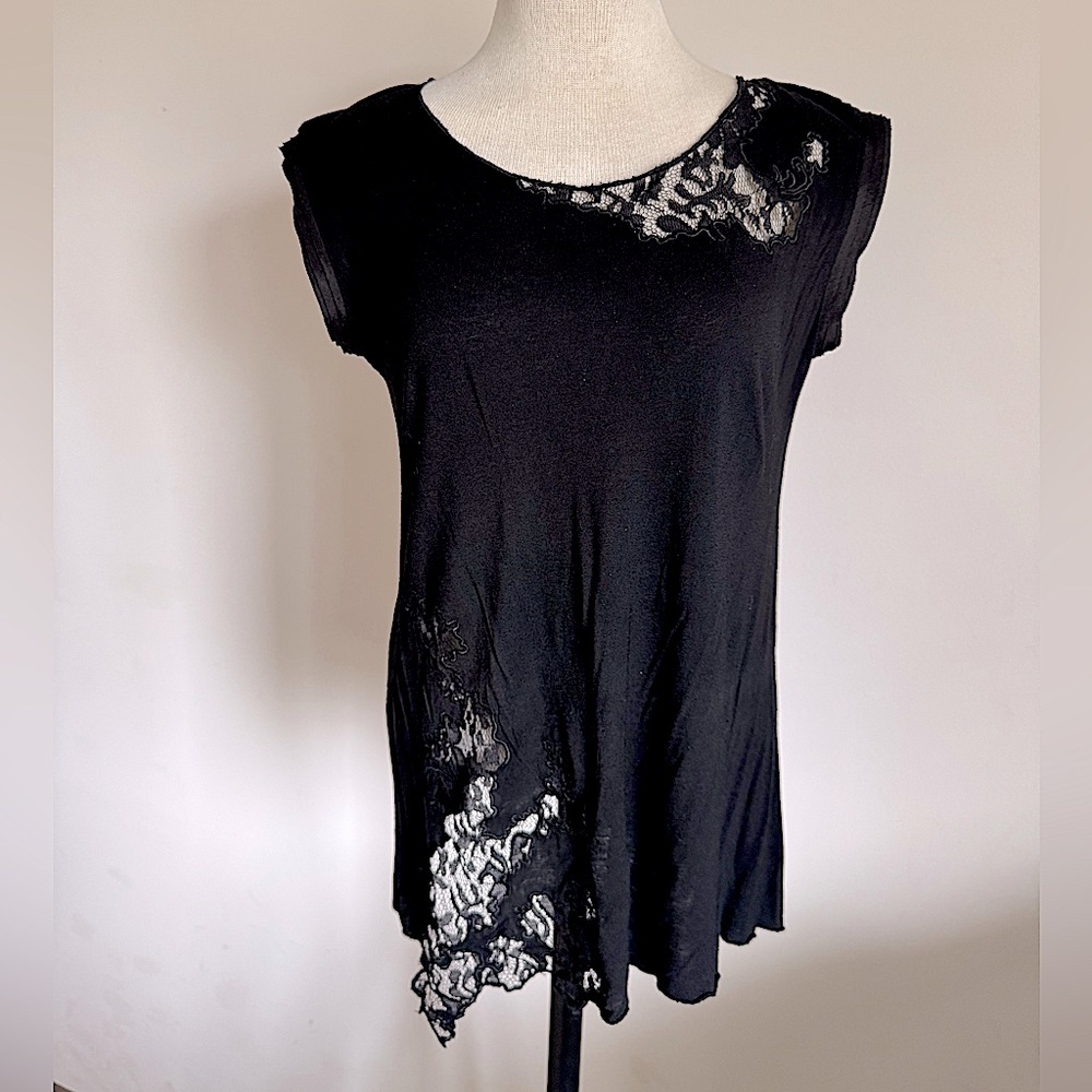 METROPARK Black Lace Blouse Sleeveless Top Medium NWOT